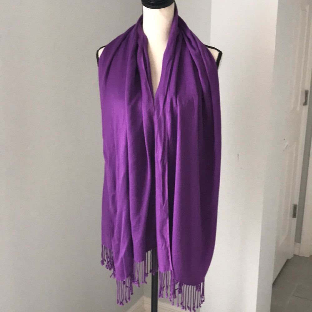 ❤️3X20 100%Viscose Plain Purple Berry Wrap Shawl Stole Scarf with Ending Fringes